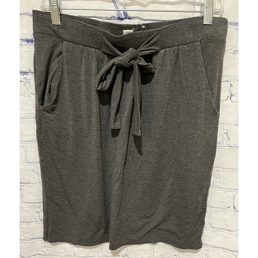 Ann Taylor Loft Soft Grey Pull On Short Skirt With Pull Tie Waist Size Small